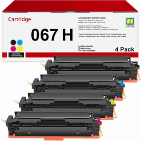 067 067H Toner Cartridge Set Replacement for Canon Cartridge 067 067H Work with Color imageCLASS LBP633Cdw LBP632Cdw MF654Cdw MF653Cdw MF656Cdw Printer Toner - 067 4PK