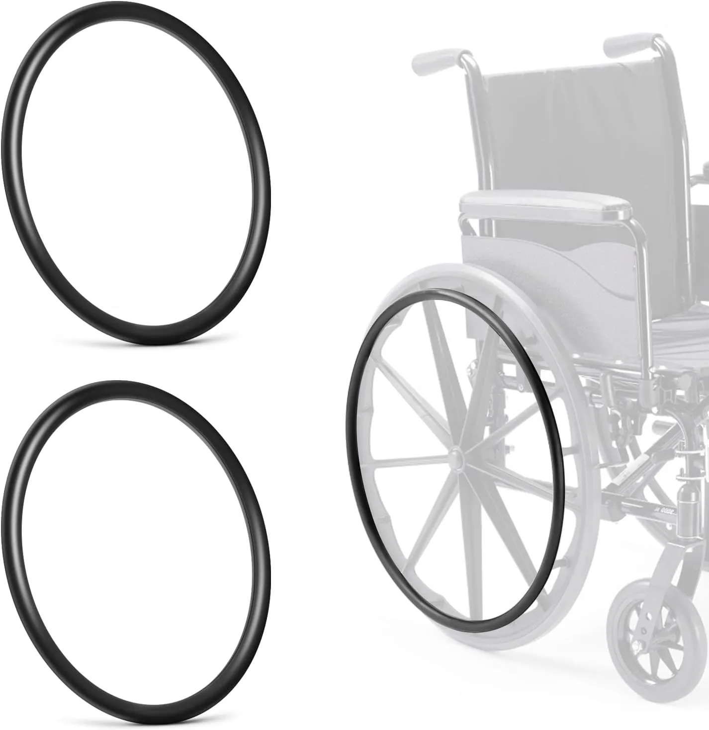 1 Pair Wheelchair Push Rim Covers for Invacare Wheelchair Accessories, Rear Wheel Grips Cover,Non-Slip Wear-Resistant Hand Push Cover Wheelchair(Black, 24 in)