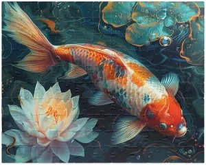 1000 - Piece Beautiful Koi Fish Jigsaw Puzzle - Tech - Free, Unique Gift for Puzzle Lovers, Birthday, Get Well, Nursing Home Patients