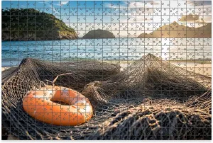1000 Piece Jigsaw Puzzle Game, Colorful Fishing Net by Sunset Large Puzzle Artwork for Adults Teens Challenging Puzzle Game Nights Toy Gift