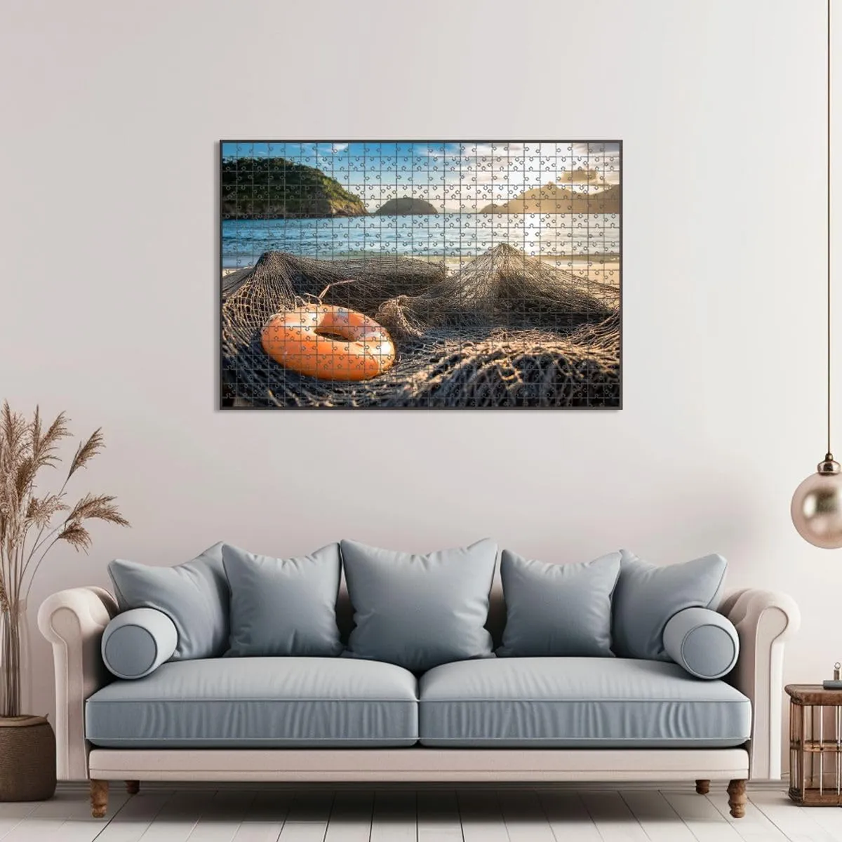 1000 Piece Jigsaw Puzzle Game, Colorful Fishing Net by Sunset Large Puzzle Artwork for Adults Teens Challenging Puzzle Game Nights Toy Gift