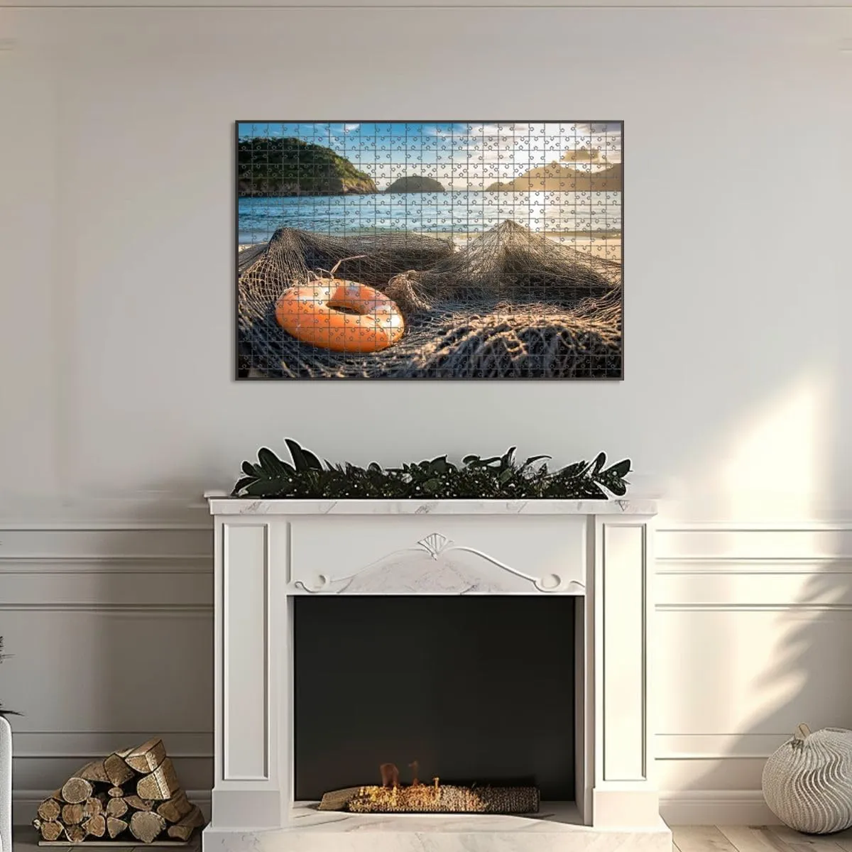 1000 Piece Jigsaw Puzzle Game, Colorful Fishing Net by Sunset Large Puzzle Artwork for Adults Teens Challenging Puzzle Game Nights Toy Gift