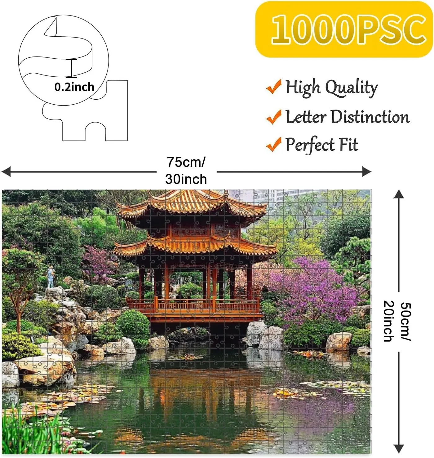 1000 Piece Jigsaw Puzzle Game, Colorful Nan Lian Garden Hong Kong Large Puzzle Artwork for Adults Teens Challenging Puzzle Game Nights Toy Gift