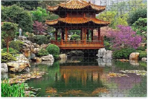 1000 Piece Jigsaw Puzzle Game, Colorful Nan Lian Garden Hong Kong Large Puzzle Artwork for Adults Teens Challenging Puzzle Game Nights Toy Gift