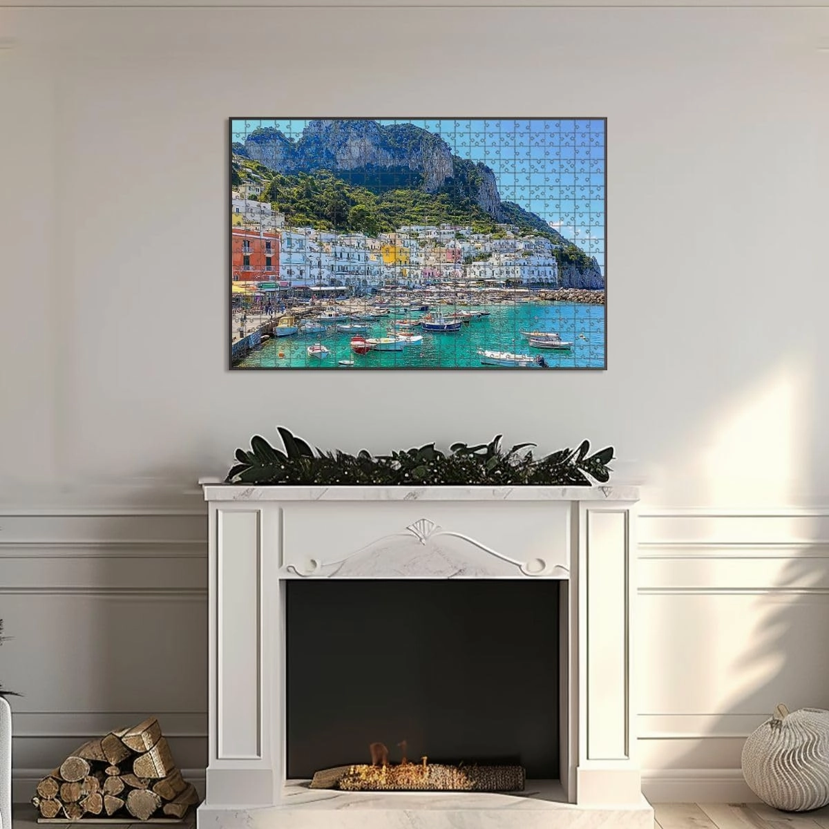 1000 Piece Jigsaw Puzzle Game, Colorful Capri Island Landscape Marina Grande Large Puzzle Artwork for Adults Teens Challenging Puzzle Game Nights Toy Gift