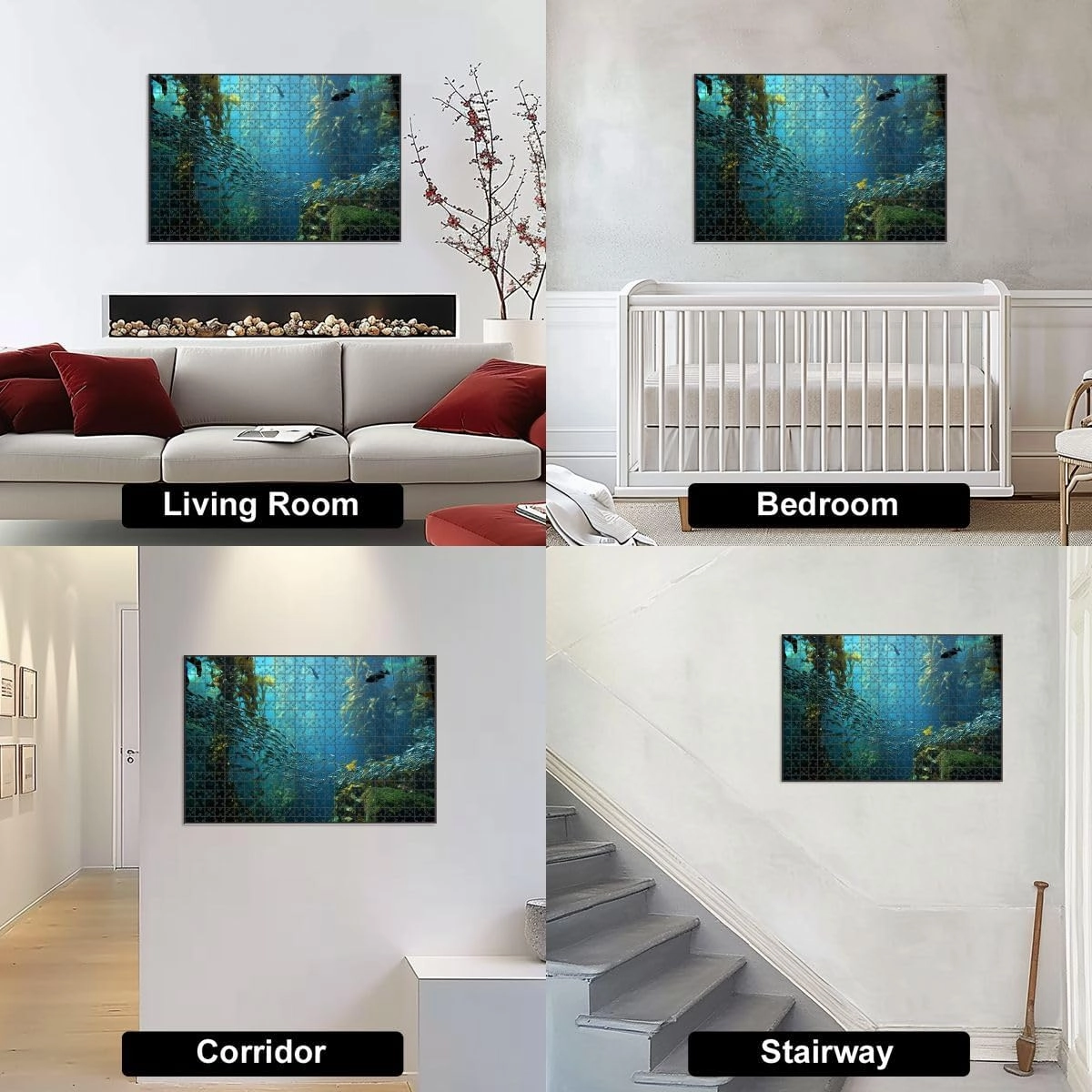 1000 Piece Jigsaw Puzzle Game, Colorful kelp Forest Views from Below Large Puzzles Artwork for Adults Teens Challenging Puzzle Game Nights Toy Gift