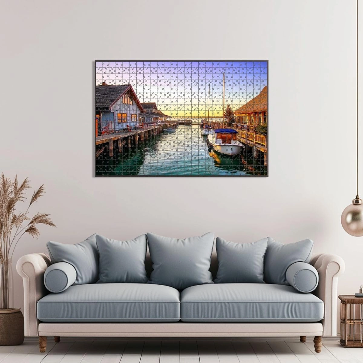 1000 Piece Jigsaw Puzzle Game, Colorful Sunset Leland Michigan Large Puzzle Artwork for Adults Teens Challenging Puzzle Game Nights Toy Gift