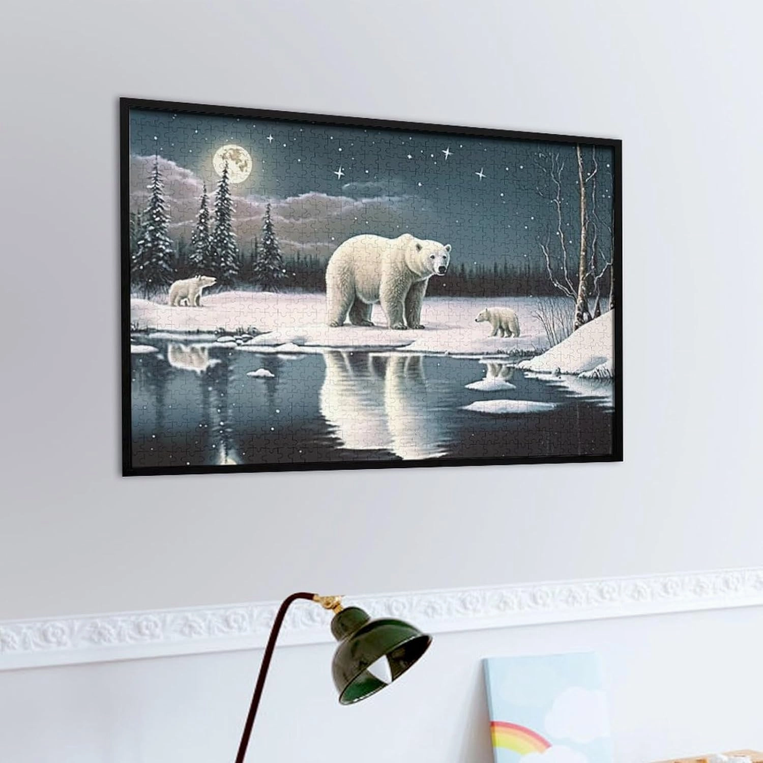 1000 Pieces Jigsaw Puzzle for Adults - Winter Polar Bear Puzzles - Starry Night Animal Puzzle Challenging Educational Toys Gifts for Home Decor Family Activities