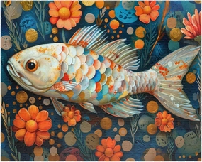 1000 Pieces Puzzle - Whimsical Koi Puzzle. Colorful Fantasy Fish Jigsaw. Unique and Fun Tech-Free Family Activity. Gift for Birthday and Hospital Patients