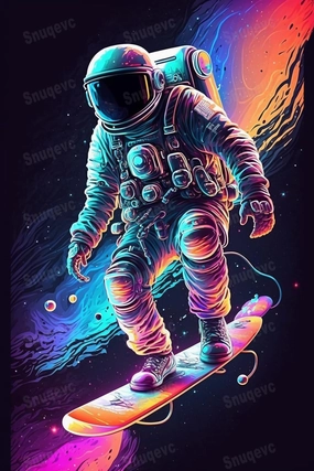 1000 Pieces Puzzles for Adults - Skateboarding Astronaut Challenging Educational Game Fun Family Activities Kid Gift Unzip Toy Wooden Puzzles