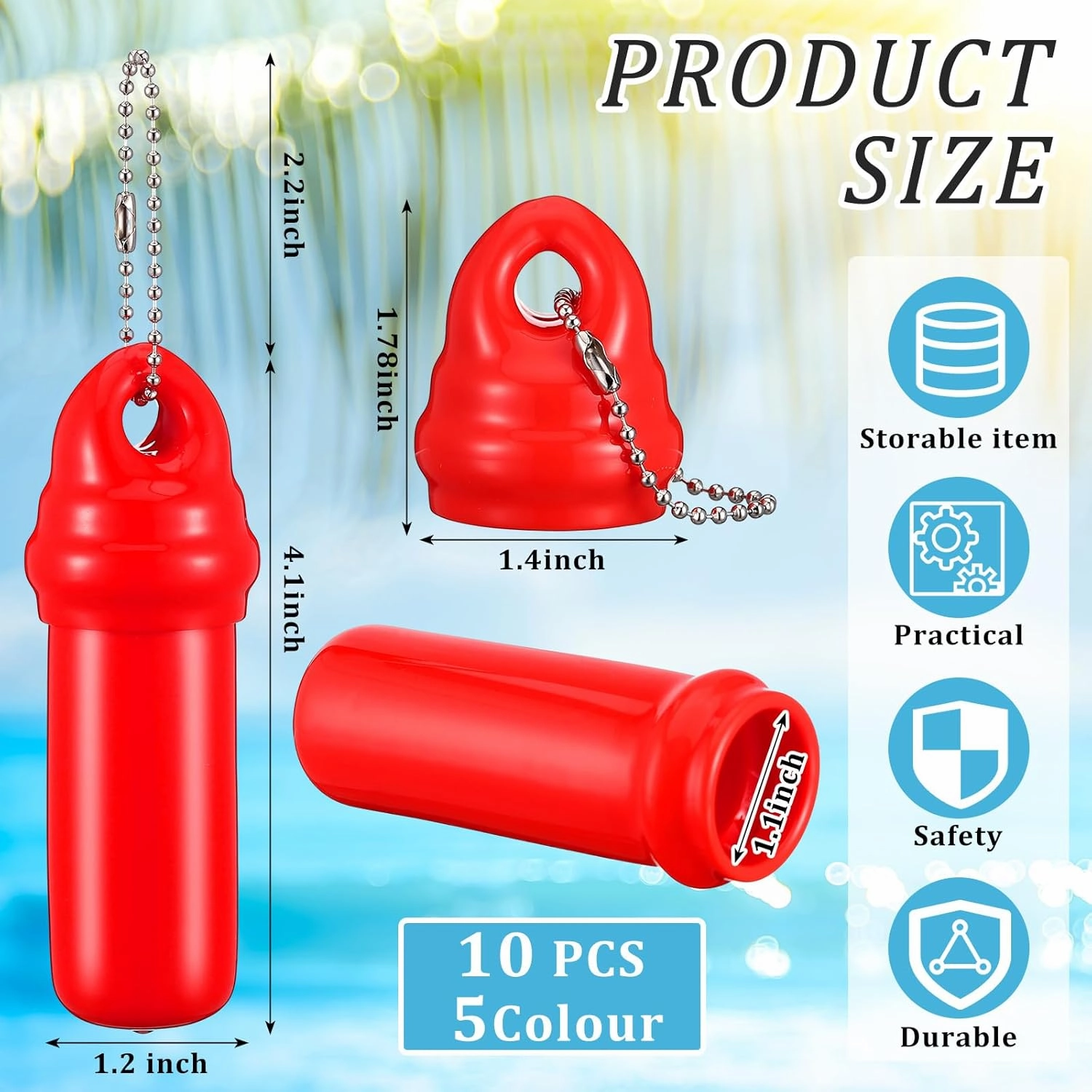 10 PC Floating Keychain for Boat Accessories Holder Colorful Safety for Fishing Boating Sailing