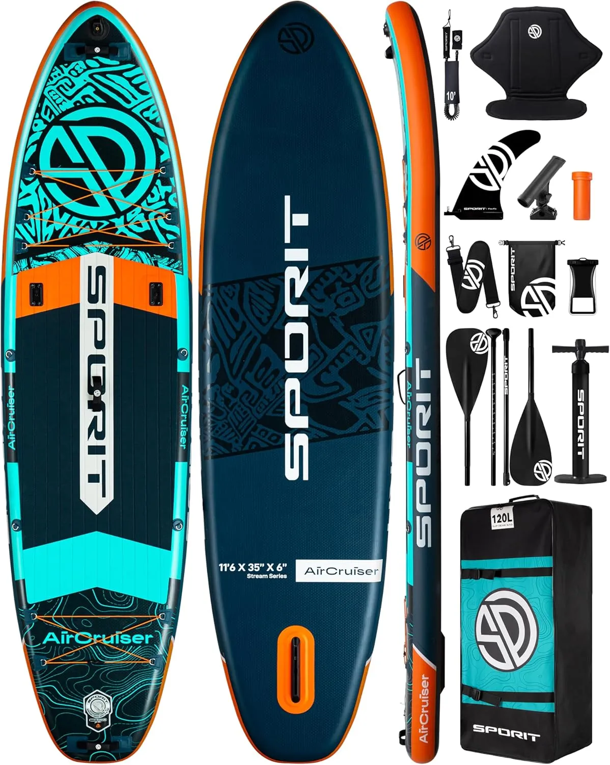11'6"×35"×6" Extra Wide Inflatable Paddle Board, Stand Up Paddle Board, Sup Board for 450lb Capacity with Removable US Fin, 100L Backpack, Floating Paddle, 5L Waterproof Bag, Safety Leash
