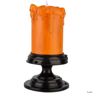 11" EmoteGlow™ Jack-O'-Lantern Orange Musical Pillar Candle Halloween Decoration