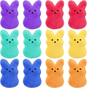 12 pcs Easter Bunny Plush Toy Bunny Stuffed Animal Decorations Basket Stuffers Gift Cute Bunny Doll Bulk Toys Easter Party Favors Gift for Girls Boys (B-12PCS)