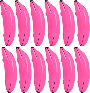 12 Pcs Large Inflatable Bananas Props 26 Inch Blow Up Banana Big Gaint Banana Bachelorette Party Game PVC Banana Balloon for Bridal Shower Engagement Summer Water Pool Toys (Pink)