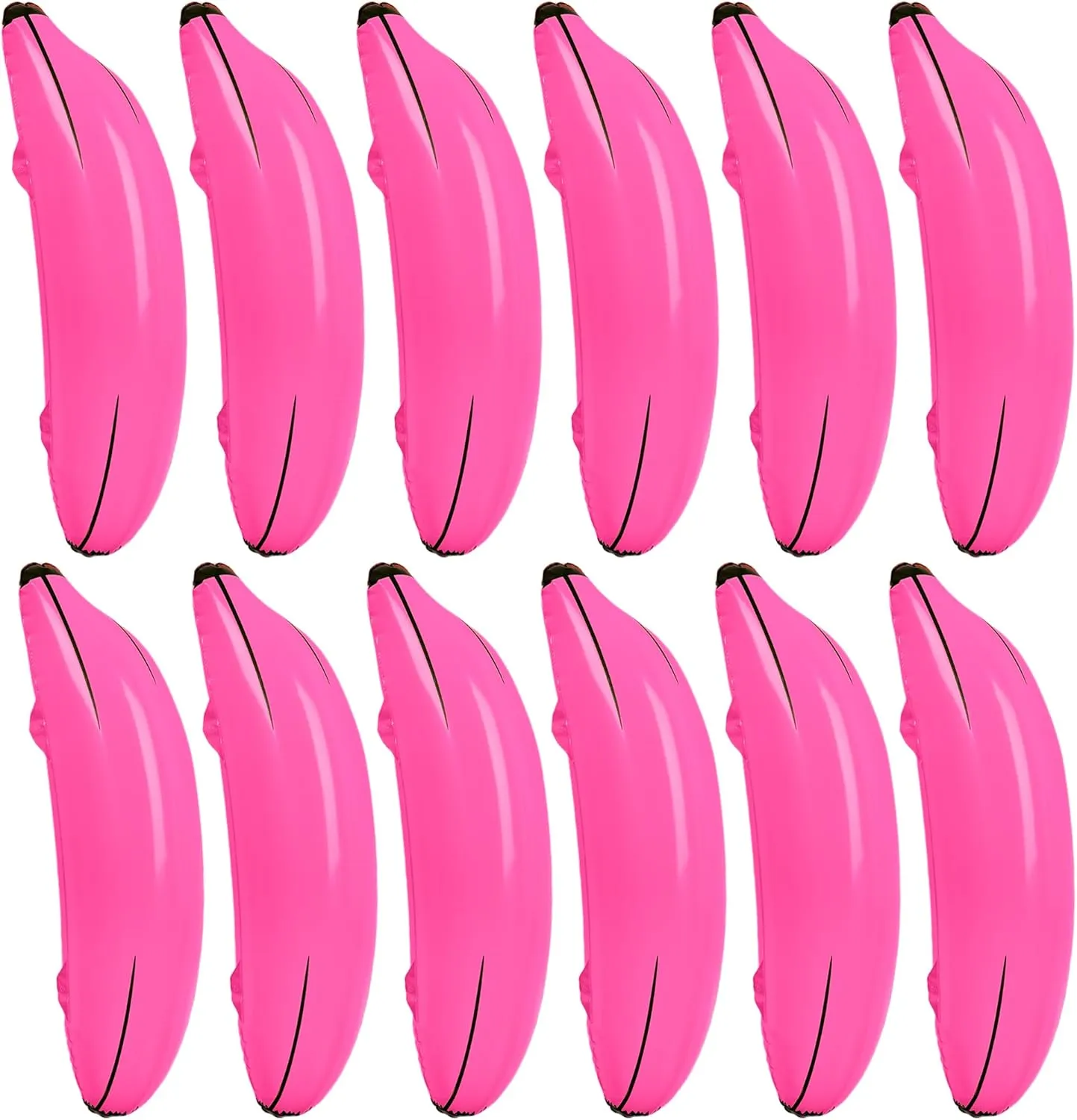 12 Pcs Large Inflatable Bananas Props 26 Inch Blow Up Banana Big Gaint Banana Bachelorette Party Game PVC Banana Balloon for Bridal Shower Engagement Summer Water Pool Toys (Pink)