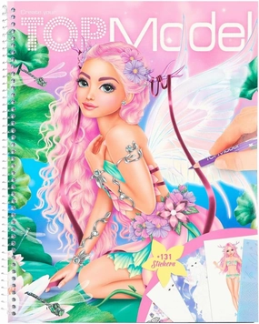 12147 Create Your TOPModel Fantasy Book with 78 Pages to Create Magic Outfits, Colouring Book with Sticker Sheet and Stencil, Multicoloured
