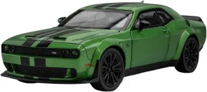 1:22 for Dodge Challenger SRT Hellcat Demon Eyes Alloy Diecast Model Car Supercar Light Sound Collectibles Toys Simulation Vehicle Playset(Green)