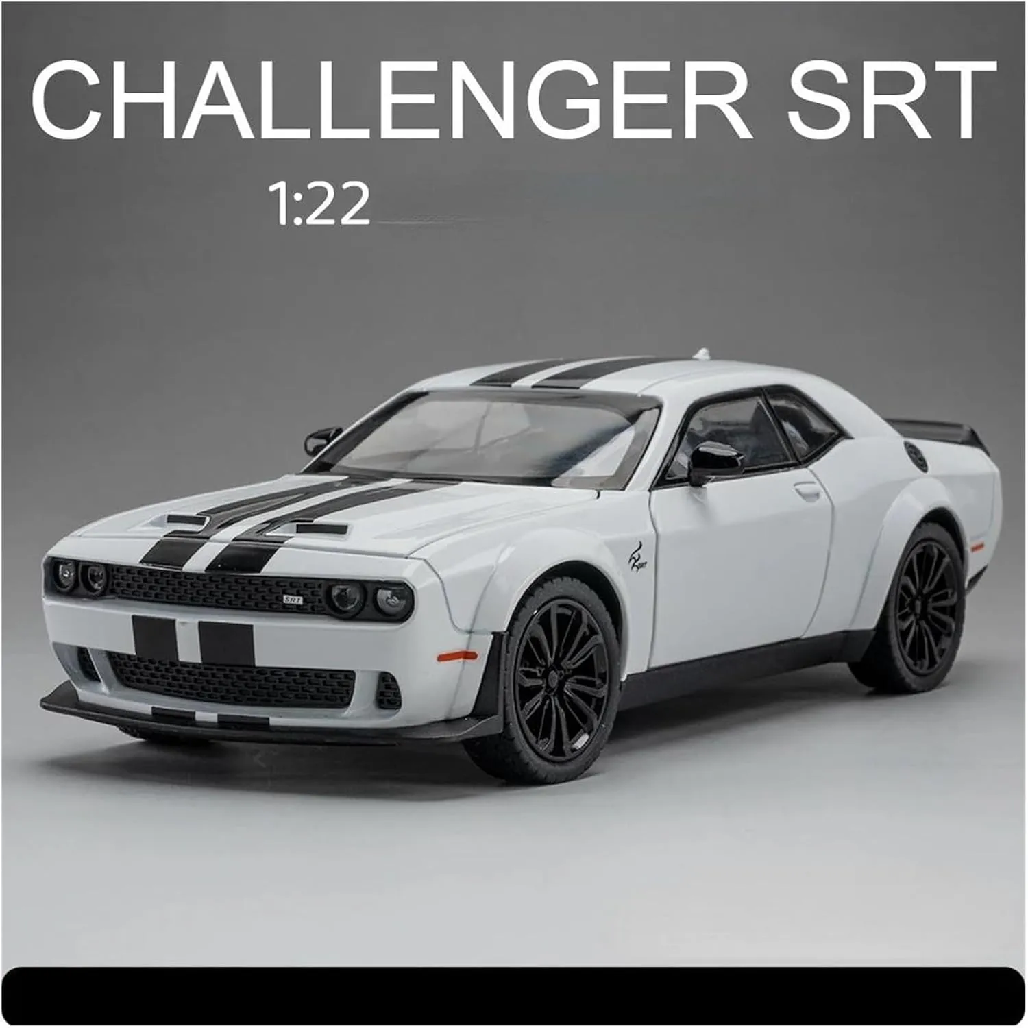 1:22 for Dodge Challenger SRT Hellcat Demon Eyes Alloy Diecast Model Car Supercar Light Sound Collectibles Toys Simulation Vehicle Playset(Green)