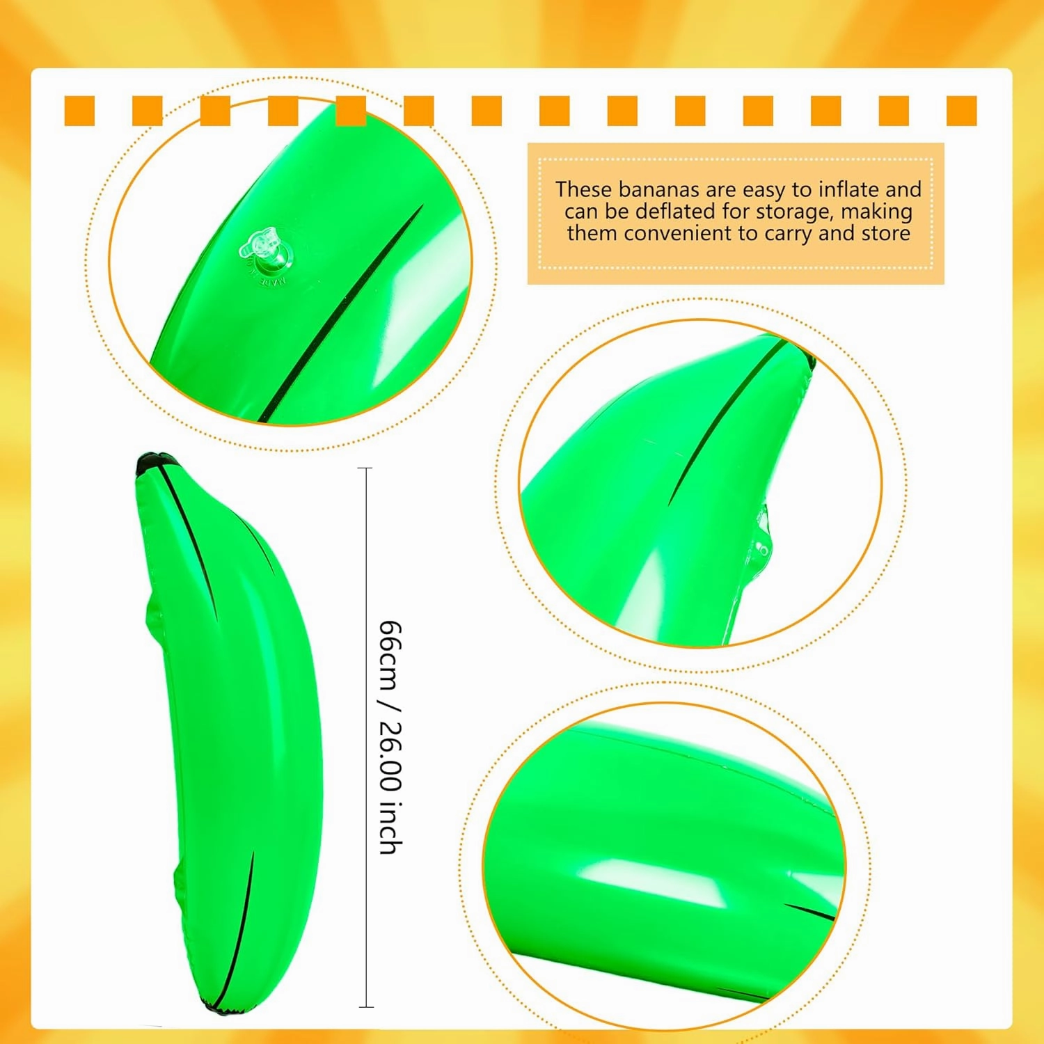 12 Pcs Large Inflatable Bananas Props 26 Inch Blow Up Banana Big Gaint Banana Bachelorette Party Game PVC Banana Balloon for Bridal Shower Engagement Summer Water Pool Toys (Green)