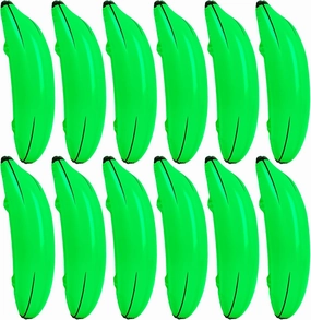 12 Pcs Large Inflatable Bananas Props 26 Inch Blow Up Banana Big Gaint Banana Bachelorette Party Game PVC Banana Balloon for Bridal Shower Engagement Summer Water Pool Toys (Green)