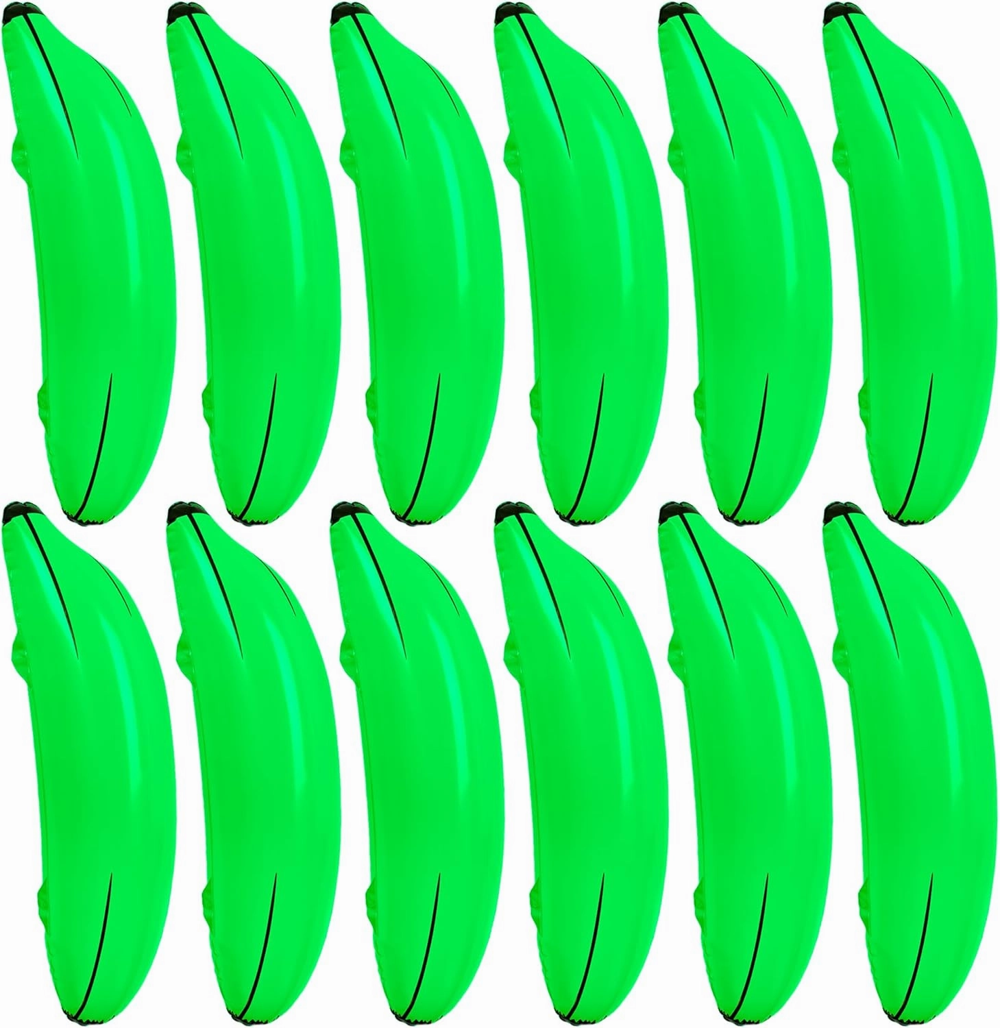 12 Pcs Large Inflatable Bananas Props 26 Inch Blow Up Banana Big Gaint Banana Bachelorette Party Game PVC Banana Balloon for Bridal Shower Engagement Summer Water Pool Toys (Green)