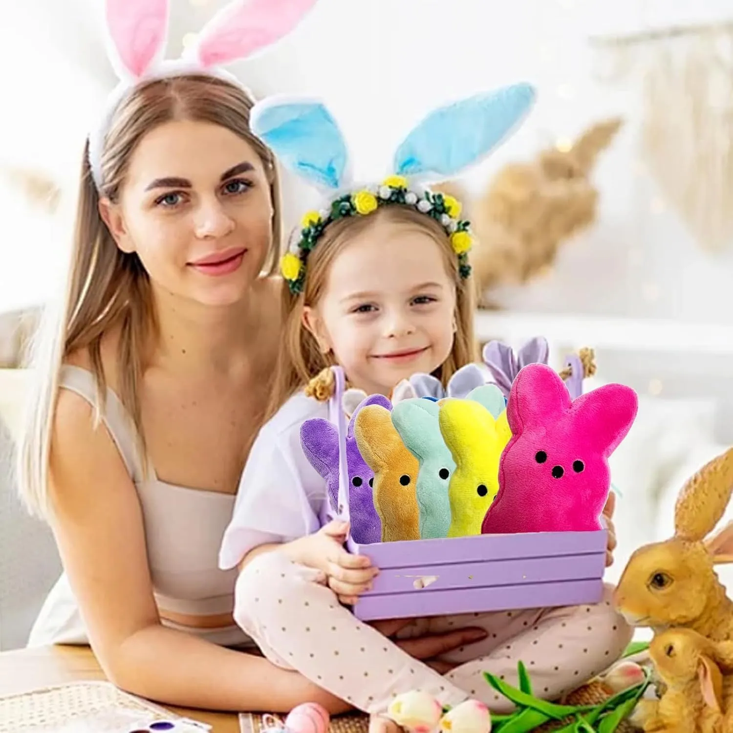 12PCS Cute Bunny Plush Toys,Easter Basket Stuffers Toys for Kids,Bunny Stuffed Animals,Easter Party Favors Gift for Girls Boys