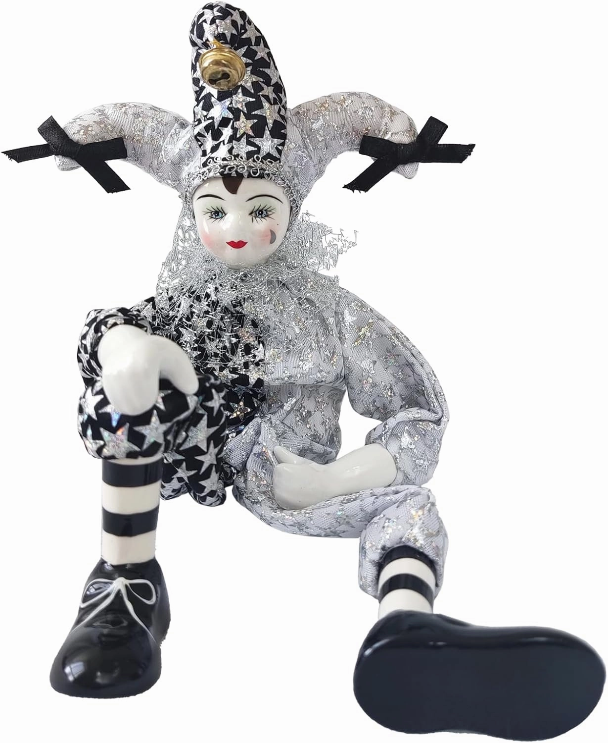 14 Inch Porcelain Clown Doll Vintage Dolls Figurine, Collectible Figure, Hand Painted Toy, Christmas Halloween Birthday Gift, Twisted Body