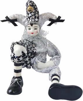 14 Inch Porcelain Clown Doll Vintage Dolls Figurine, Collectible Figure, Hand Painted Toy, Christmas Halloween Birthday Gift, Twisted Body