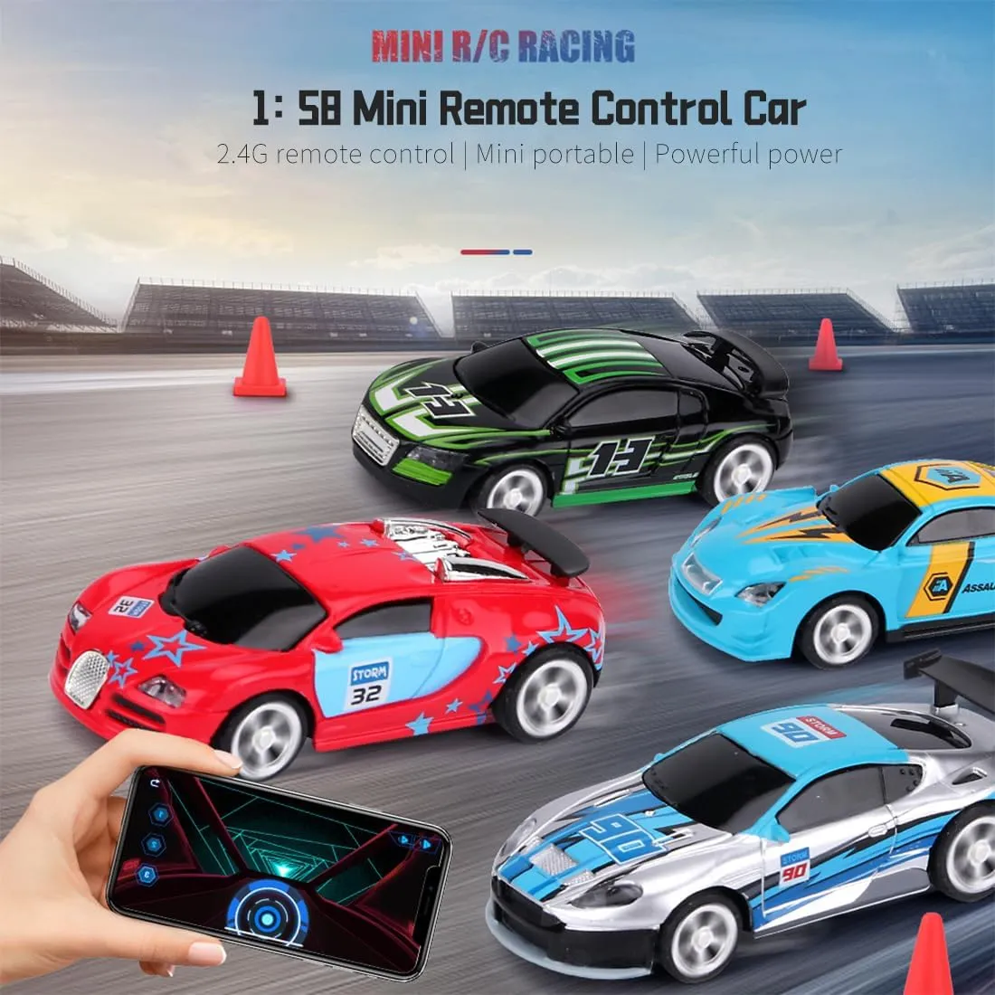 1:58 Ultra Small Mini Wireless Remote Control RC Race Car for Adults, 2.4GHZ Creative Race Car Made from Soda Cans, Can be Controlled Via a Mobile App.