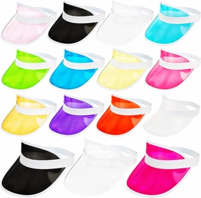 15 Pcs Adult Plastic Sun Visors Hat Colorful Clear Visors UV Protection Sun Visor for Women Girls Summer Outdoor