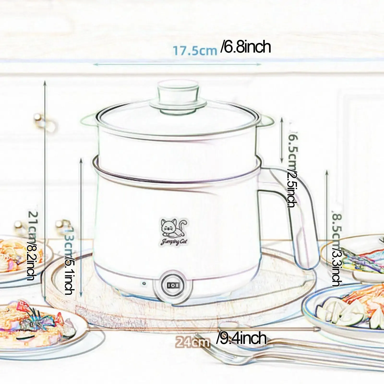 1.8L Electric Hot Pot with Steamer