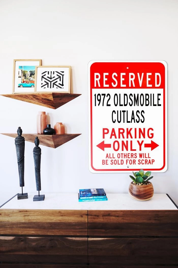 1972 72 Oldsmobile Cutlass Reserved Parking Only All Others Will Be Sold For Scrap, Metal Parking Sign, Man Cave Wall Decor, Novelty Garage Sign - 10"x14"