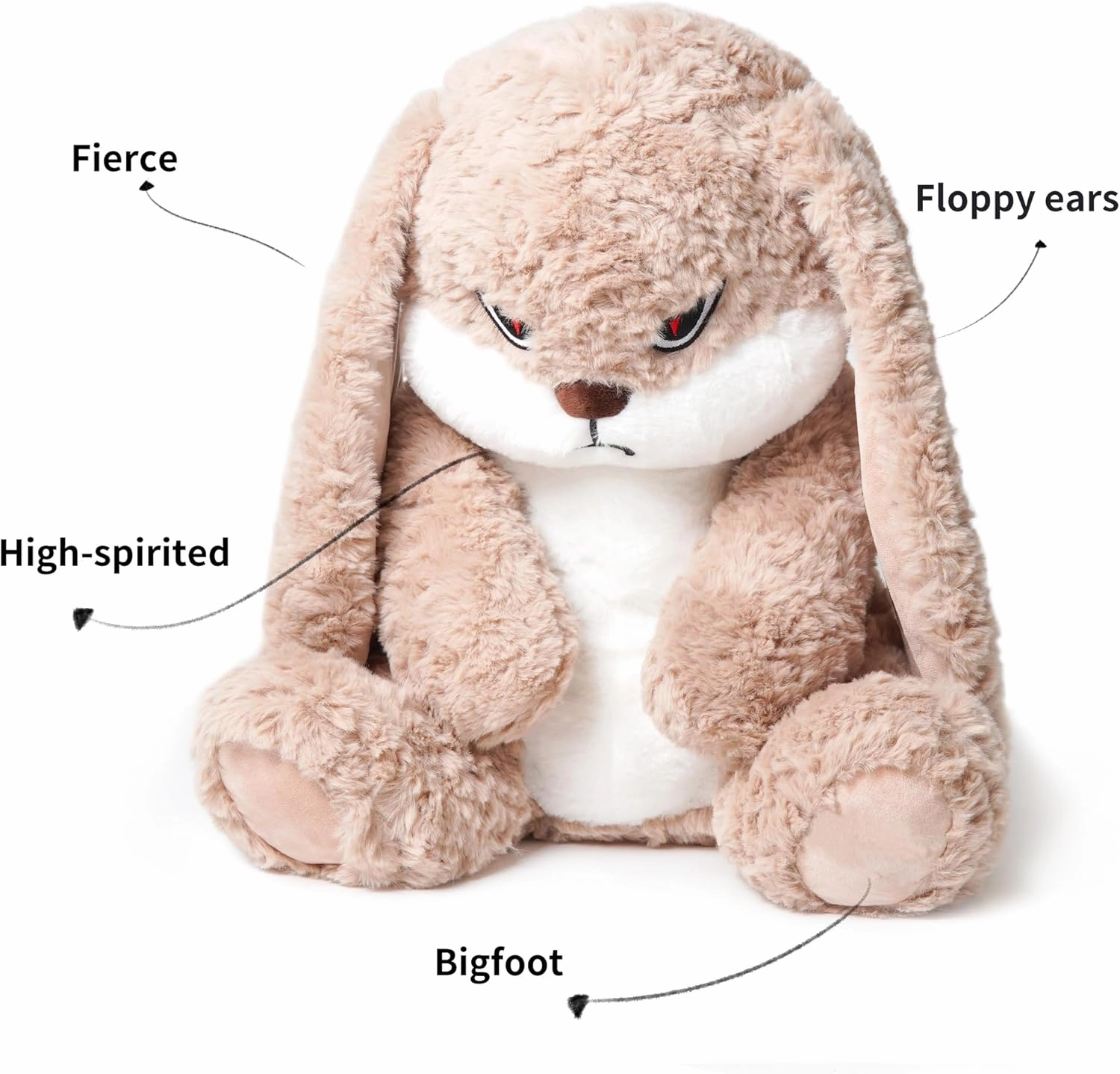 19.6 inch Bunny Stuffed Animals, Soft & Cute Rabbit Plush Toys, Grumpy Bunny Plush, Rabbit Stuffed Animal, Perfect for a Gift (Brown)