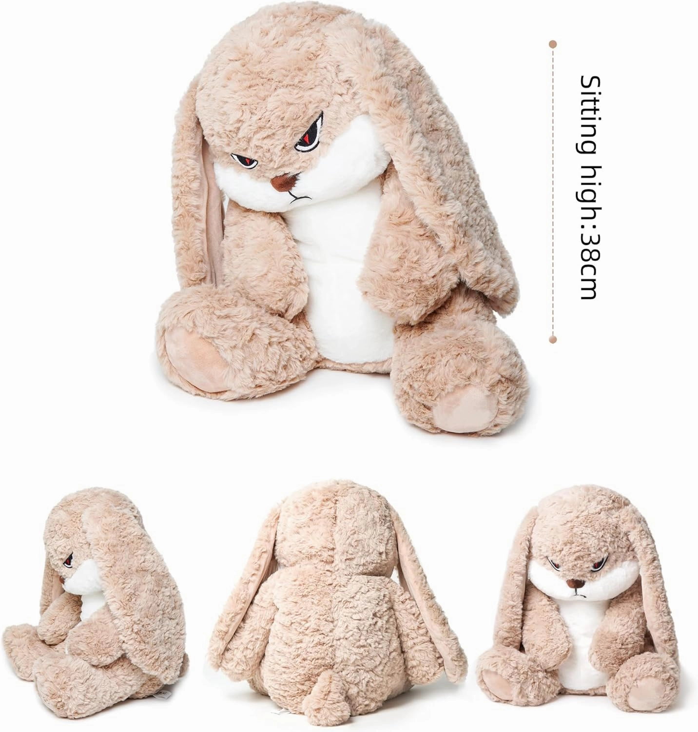 19.6 inch Bunny Stuffed Animals, Soft & Cute Rabbit Plush Toys, Grumpy Bunny Plush, Rabbit Stuffed Animal, Perfect for a Gift (Brown)