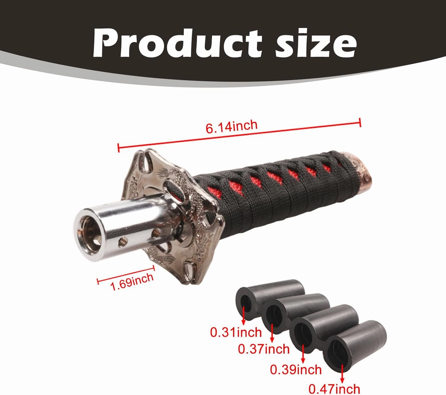 1 PC Car Katana Samurai Gear Shift Head, 6.1" Shift Knob Protective Cover with 4 Adapter, Personalized Gear Lever, Universal for Most Manual Transmission Cars (Black & Red)