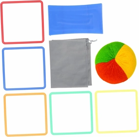 1 Set Multi Colored Rings Jumping Game for Outdoor Indoor Activity with Rings Connectors Beanbag and Storage Bag for Motor Skills Development and Fun Exercise