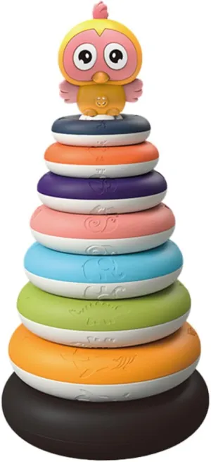1Set Rainbow Stacking Ring Educational Plaything for Fun Cognitive Development Building Blocks Random Bird Design