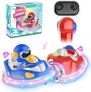 2 Pack Cartoon Remote Control Cars for Kids - Drift, Crash, Eject - Dual Remote Control Toy Car Set - Toddler Toys with LED Lights & Music, Boys & Girls Christmas Birthday Gift
