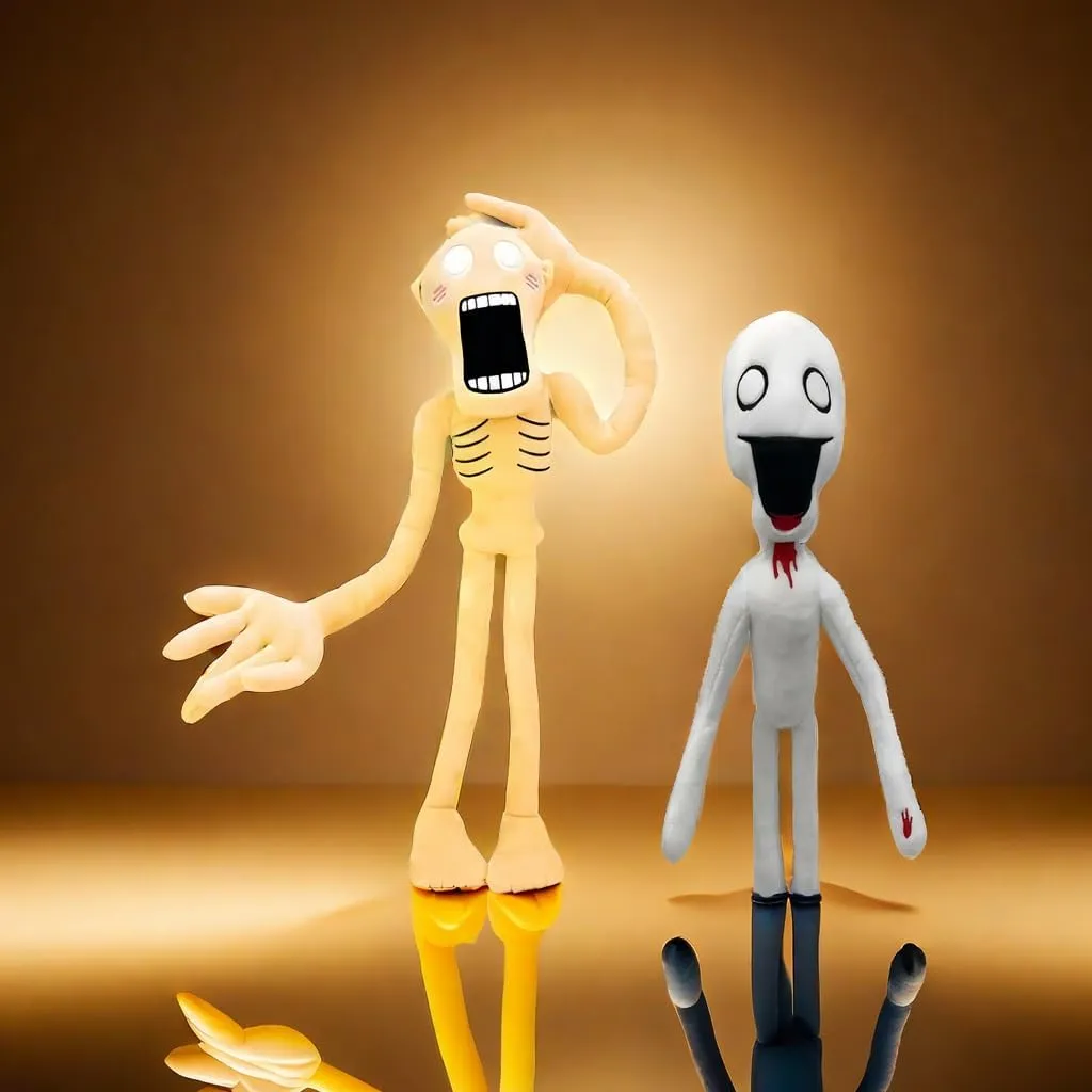2 PCS Siren Head and Shy Man Horror Plush - Adult Children Birthday Party Halloween Christmas Interactive Surprise Toy (Yellow)