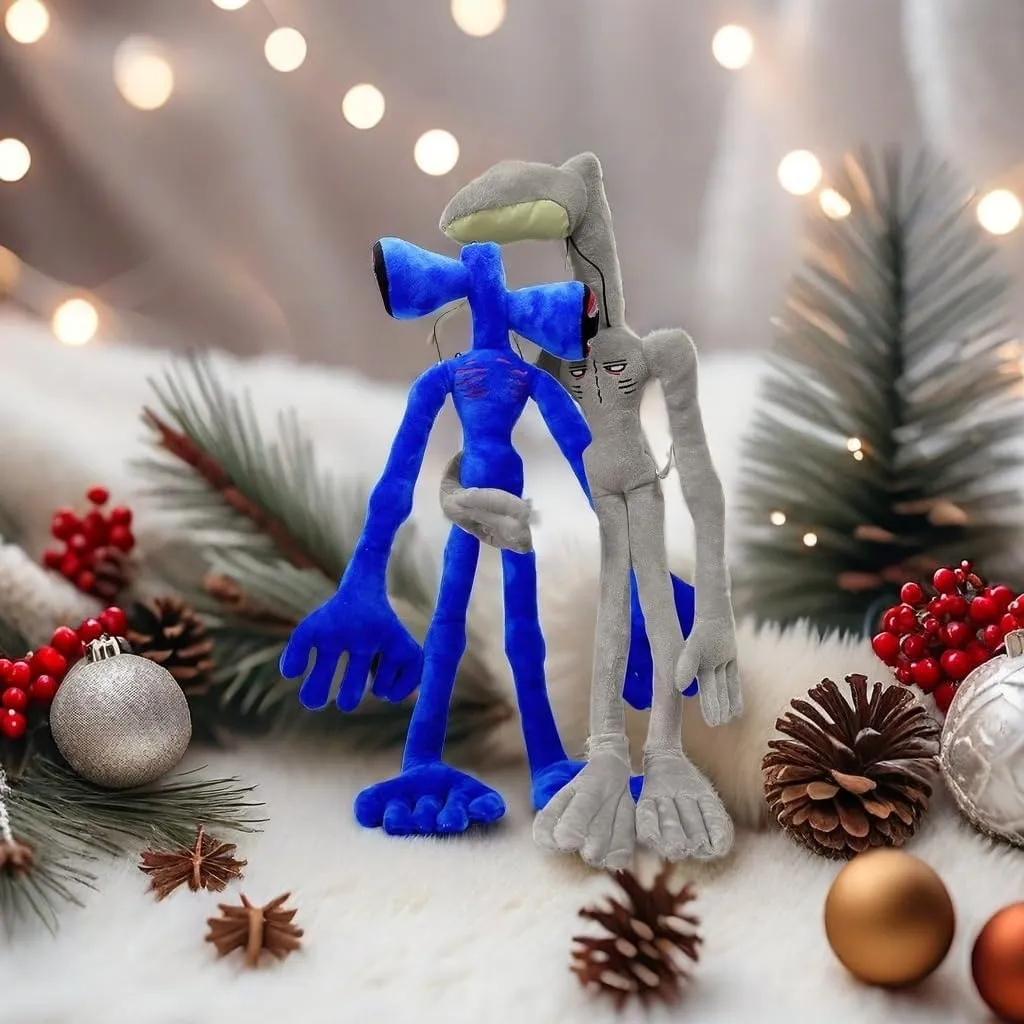 2 PCS Siren Head Plush With Built-in Steel Wire Limbs - Movable Night Light Street Lamp Glow in The Dark - Christmas Halloween Birthday Party Toy (Klein Blue)