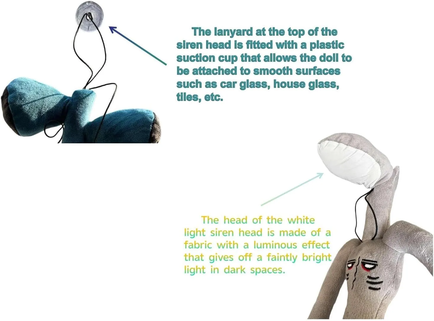 2 PCS Siren Head Plush With Built-in Steel Wire Limbs - Movable Night Light Street Lamp Glow in The Dark - Christmas Halloween Birthday Party Toy (Klein Blue)
