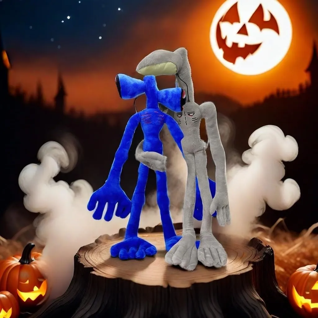 2 PCS Siren Head Plush With Built-in Steel Wire Limbs - Movable Night Light Street Lamp Glow in The Dark - Christmas Halloween Birthday Party Toy (Klein Blue)