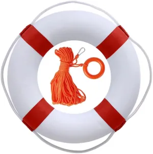 20 Inch Pool Safety Life Preserver Throw Ring Buoy for Swimming- Swim Foam Rings with 98.4FT Water Floating Lifesaving Rope