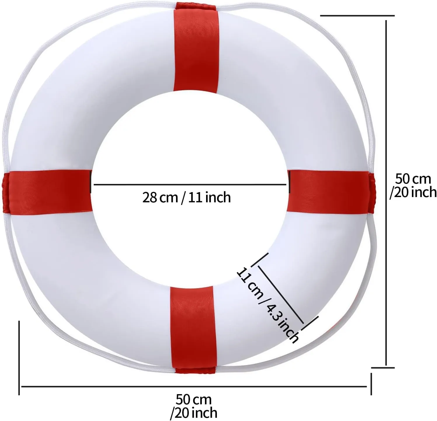 20 Inch Pool Safety Life Preserver Throw Ring Buoy for Swimming- Swim Foam Rings with 98.4FT Water Floating Lifesaving Rope
