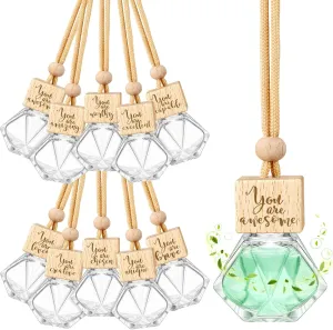 20 Pcs Appreciation Gifts Bulk Car Diffuser Air Freshener Ornament Hanging Empty Glass Essential Oil Bottle Employee Thank You Gift for Teacher Students Graduation Nutritionist
