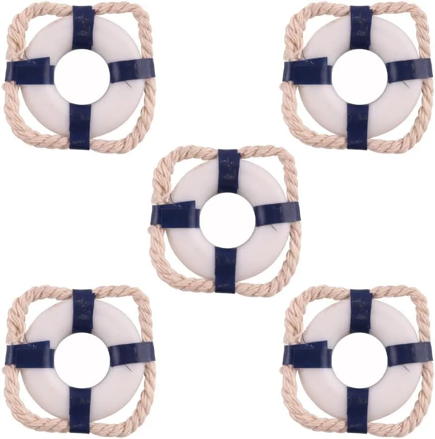 20 Pcs Miniature Life Ring Nautical Decor - Decorative Buoy Models for Home Wall, Dollhouse, and Beach Theme Decorations