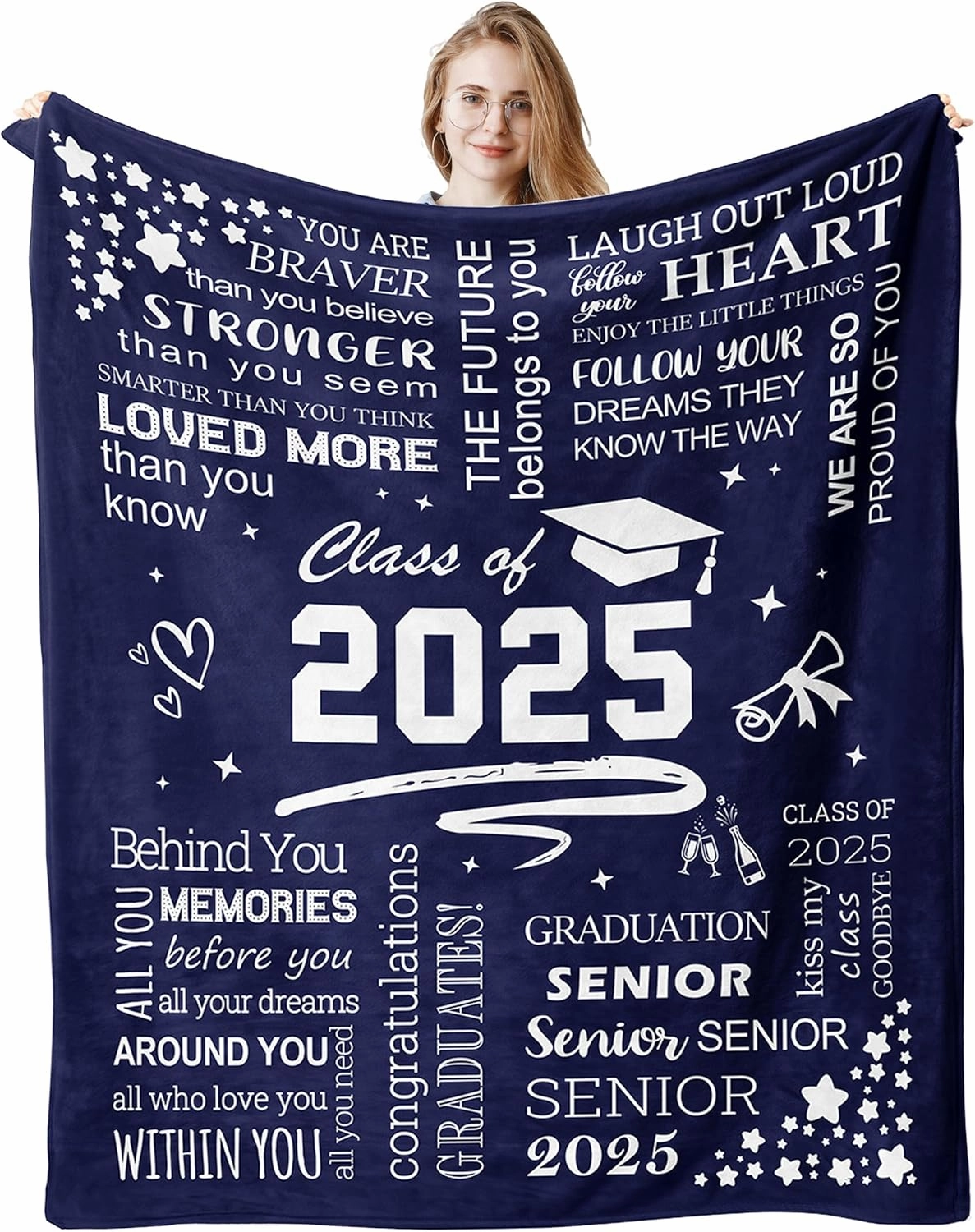 2025 Graduation Gifts for Him Her, Graduation Gifts Blanket 60"X 50", Class of 2025 Graduate Gift Idea, Senior/High School/College/Masters Degree Graduations Gift for Students Graduates Women Men