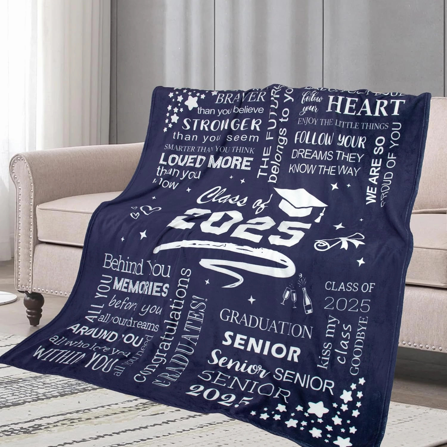 2025 Graduation Gifts for Him Her, Graduation Gifts Blanket 60"X 50", Class of 2025 Graduate Gift Idea, Senior/High School/College/Masters Degree Graduations Gift for Students Graduates Women Men