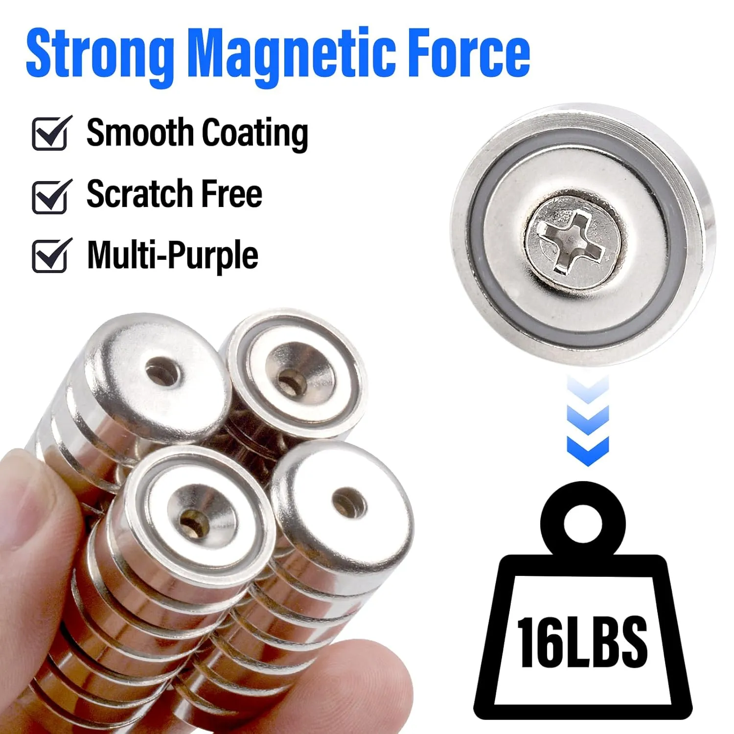 20Pcs Super Strong Round Base Cup Neodymium Magnets with Holes,0.63"(16mm) Ring Rare Earth Magnets Heavy Duty, Countersunk Holes Pot Magnet with Screw for Kitchen Craft Wood DIY Holding Tools Hanging